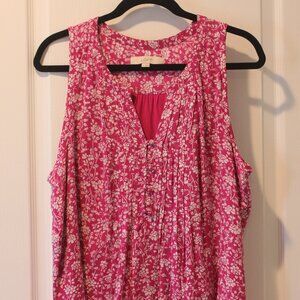 LOFT Pink Floral Sleeveless Blouse – Size L